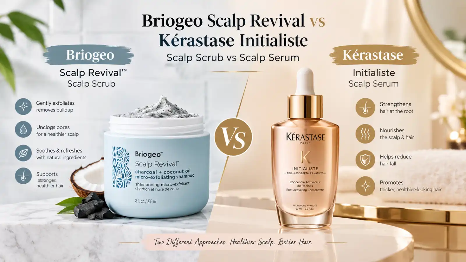 Briogeo Scalp Revival vs Kérastase Initialiste: Scalp Scrub vs Scalp Serum
